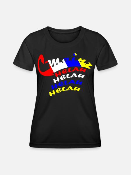 Helau Karnevalsdesign - Frauen Funktions-T-Shirt - Schwarz