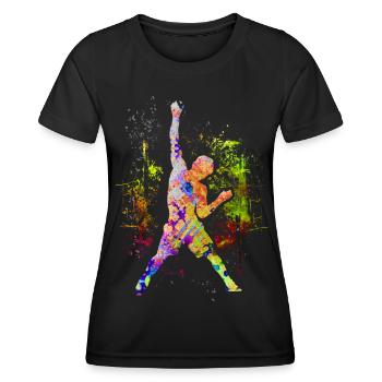 Klettern / Climbing / Freeclimbing Kletterer Berg - Frauen Funktions-T-Shirt - Schwarz - Vorne - AI Model Female 172 light (172cm)