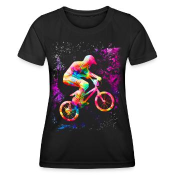 BMX Fahrrad fahren - BMX Fahrer - BMX - Frauen Funktions-T-Shirt - Schwarz - Vorne - AI Model Female 172 light (172cm)
