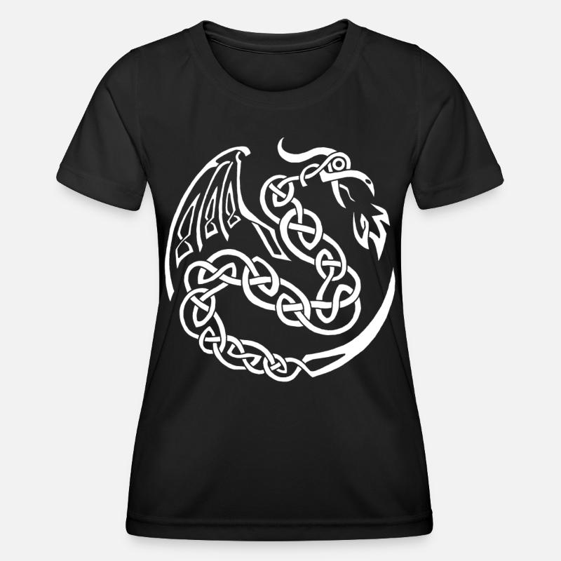 White celtic dragon - Women's Functional T-Shirt - black