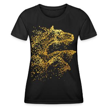 Reiten - Reiter - Reitschule - Pferd - Gold - Frauen Funktions-T-Shirt - Schwarz - Vorne - AI Model Female 172 light (172cm)