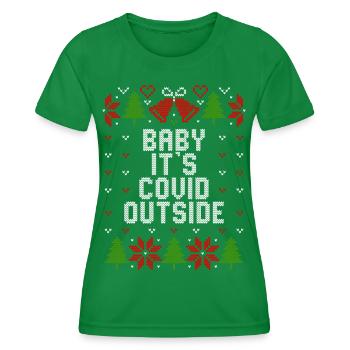 Ugly Christmas Baby It's Covid Outside - Women's Functional T-Shirt - kelly green - Front - AI Model Female 172 dark (172cm)