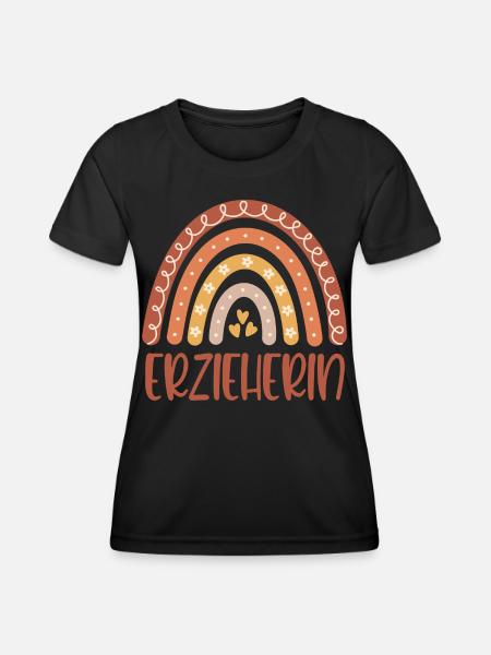 Erzieherin Regenbogen - Frauen Funktions-T-Shirt - Schwarz