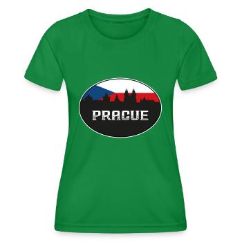Prag Czechia Skyline Silhouette Tschechische Flagge Trav - Frauen Funktions-T-Shirt - Kelly Green - Vorne - AI Model Female 172 dark (172cm)