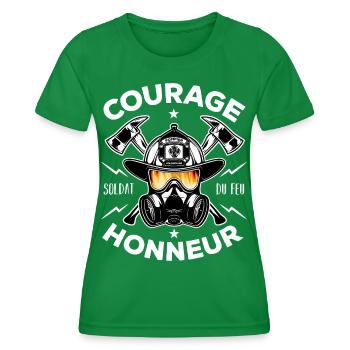 Soldat du feu Courage Honneur Cadeau Pompier - T-shirt sport Femme - vert - Devant - AI Model Female 172 dark (172cm)