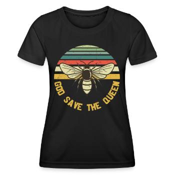 God Save The Queen Bumble Honey Bee - T-shirt sport Femme - noir - Devant - AI Model Female 172 light (172cm)