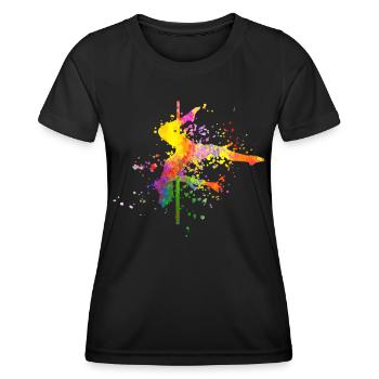 Pole Dance Fitness Couleur Splash Pole Dance - T-shirt sport Femme - noir - Devant - AI Model Female 172 light (172cm)