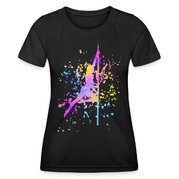Pole Dance Fitness Farbspritzer Poledance - Frauen Funktions-T-Shirt - Schwarz - Vorne - AI Model Female 172 light (172cm)