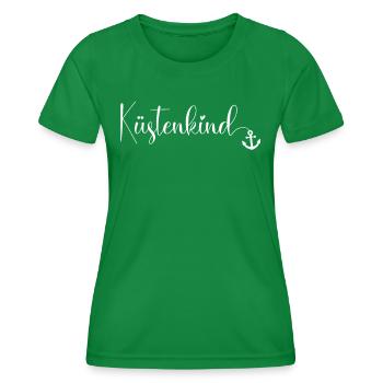 Küstenkind Low German Coast North Sea - Women's Functional T-Shirt - kelly green - Front - AI Model Female 172 dark (172cm)