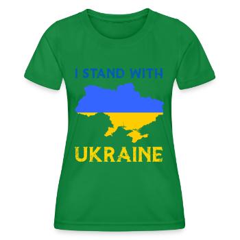 I Stand With Ukraine Flag - Ukraine Strong - Women's Functional T-Shirt - kelly green - Front - AI Model Female 172 dark (172cm)