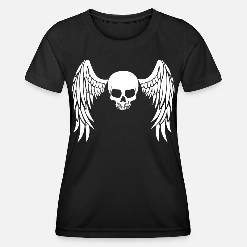 White winged skull - Women's Functional T-Shirt - black