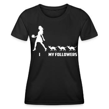 Adeptes de chats - T-shirt sport Femme - noir - Devant - AI Model Female 172 light (172cm)