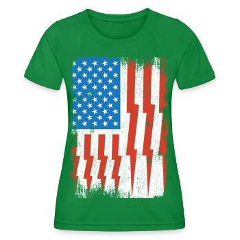 Elektriker US Flagge - Frauen Funktions-T-Shirt - Kelly Green - Vorne - AI Model Female 172 dark (172cm)