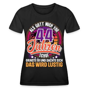 44. Geburtstag Als Gott Mich Schuf Vor - Frauen Funktions-T-Shirt - Schwarz - Vorne - AI Model Female 172 light (172cm)