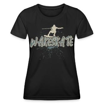 Wakeskate Wakeskating Wakeskater Wakeboard - T-shirt sport Femme - noir - Devant - AI Model Female 172 light (172cm)