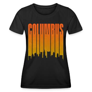 Columbus Sonnenuntergang Skyline - Frauen Funktions-T-Shirt - Schwarz - Vorne - AI Model Female 172 light (172cm)