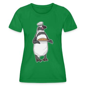 Penguin Baker Bread Baking - Women's Functional T-Shirt - kelly green - Front - AI Model Female 172 dark (172cm)
