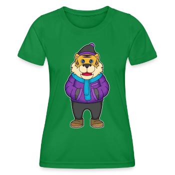 Tiger Winter Scarf Hat - Women's Functional T-Shirt - kelly green - Front - AI Model Female 172 dark (172cm)