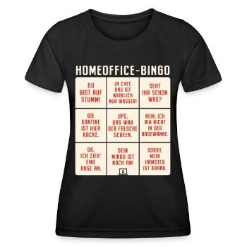 Homeoffice Bingo Büro Heimarbeit Home Office - Frauen Funktions-T-Shirt - Schwarz - Vorne - AI Model Female 172 light (172cm)