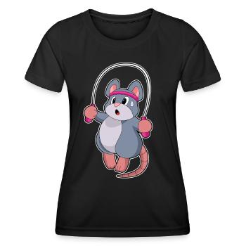 Maus Seilspringen Springseil Fitness - Frauen Funktions-T-Shirt - Schwarz - Vorne - AI Model Female 172 light (172cm)