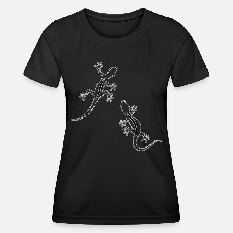 Two Lizards (b&w) - Women's Functional T-Shirt - black