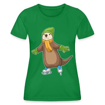 Patins à glace Otter - T-shirt sport Femme - vert - Devant - AI Model Female 172 dark (172cm)