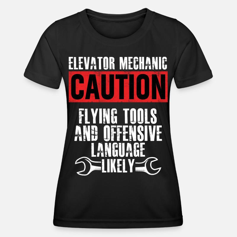 Elevator Mechanic Flying Tools Technician - Frauen Funktions-T-Shirt - Schwarz
