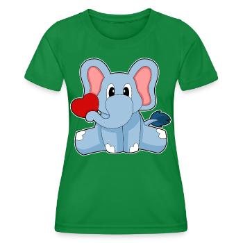 Elefant Herz - Frauen Funktions-T-Shirt - Kelly Green - Vorne - AI Model Female 172 dark (172cm)