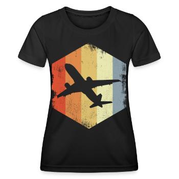 Avion à réaction vintage - T-shirt sport Femme - noir - Devant - AI Model Female 172 light (172cm)