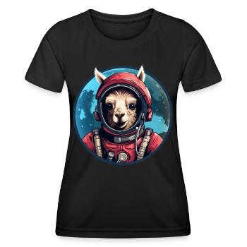 Astronauten-Lama - Frauen Funktions-T-Shirt - Schwarz - Vorne - AI Model Female 172 light (172cm)