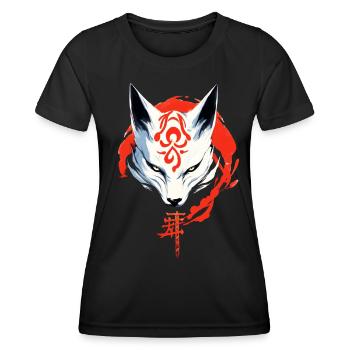 Kumiho Masque de renard samouraï Kitsune Japon Anime - T-shirt sport Femme - noir - Devant - AI Model Female 172 light (172cm)