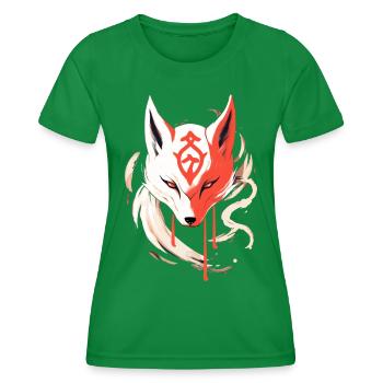 Kitsune Mask Japan Anime Kumiho Fox Samurai - Women's Functional T-Shirt - kelly green - Front - AI Model Female 172 dark (172cm)