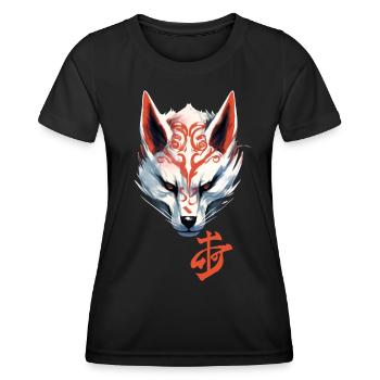 Anime Kitsune Fox Masque Kumiho Samouraï Japon - T-shirt sport Femme - noir - Devant - AI Model Female 172 light (172cm)