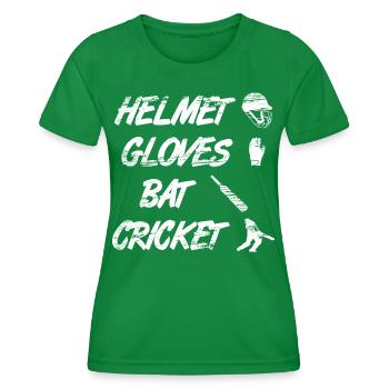 Helmet Gloves Bat Cricket - Frauen Funktions-T-Shirt - Kelly Green - Vorne - AI Model Female 172 dark (172cm)