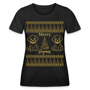 Merry Dogmas Dog Lover Christmas Mood - Women's Functional T-Shirt - black - Front - AI Model Female 172 light (172cm)