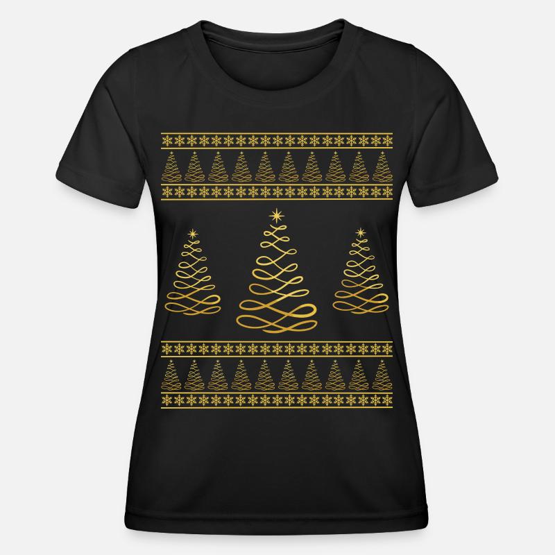 Christmas Tree Snowflake Christmas Atmosphere - Women's Functional T-Shirt - black
