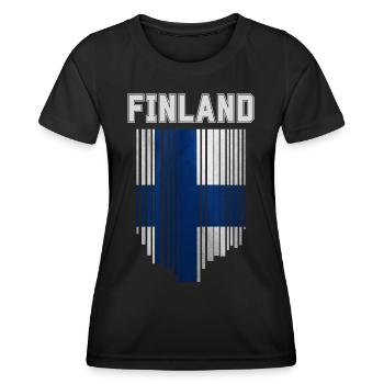 Flag of Finland, Finnish pride - Women's Functional T-Shirt - black - Front - AI Model Female 172 light (172cm)