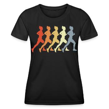 Vintage Läuferin - Frauen Funktions-T-Shirt - Schwarz - Vorne - AI Model Female 172 light (172cm)