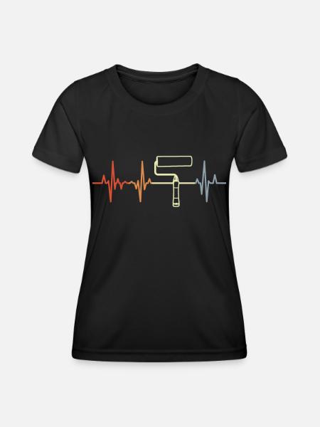 Farbroller Herzschlag - Frauen Funktions-T-Shirt - Schwarz