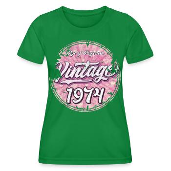 Vintage 1974 Rose Design Rétro - T-shirt sport Femme - vert - Devant - AI Model Female 172 dark (172cm)