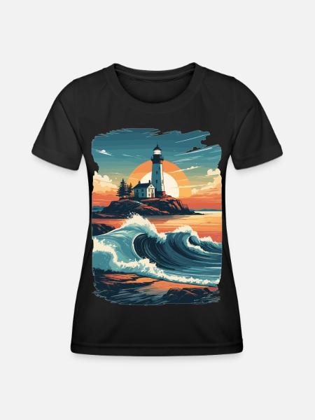 Leuchtturm - Frauen Funktions-T-Shirt - Schwarz