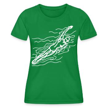 Competitive swimmer sketch - Women's Functional T-Shirt - kelly green - Front - AI Model Female 172 dark (172cm)