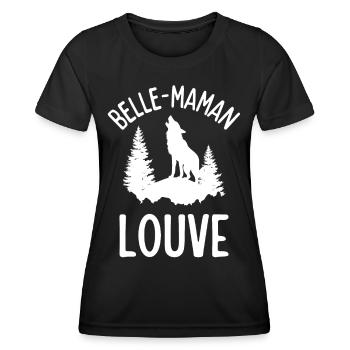 Louve hurlante en forêt - T-shirt sport Femme - noir - Devant - AI Model Female 172 light (172cm)