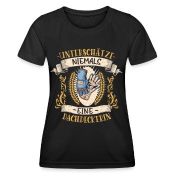 Dachdeckerin Design lustiges Vintage Geschenk - Frauen Funktions-T-Shirt - Schwarz - Vorne - AI Model Female 172 light (172cm)