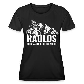 Mountainbike Radlos sieht man mich so gut wie nie - Frauen Funktions-T-Shirt - Schwarz - Vorne - AI Model Female 172 light (172cm)