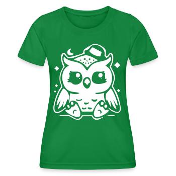 Cute Owl Figurine with Hat - Women's Functional T-Shirt - kelly green - Front - AI Model Female 172 dark (172cm)