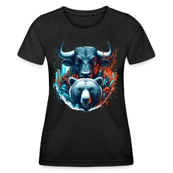 Finanzen Stier Bär Börse Wallstreet Geschenk - Frauen Funktions-T-Shirt - Schwarz - Vorne - AI Model Female 172 light (172cm)
