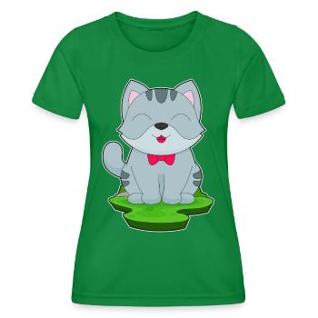 Katze Schleife - Frauen Funktions-T-Shirt - Kelly Green - Vorne - AI Model Female 172 dark (172cm)