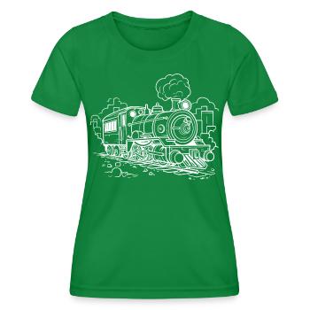 Steam locomotive - Women's Functional T-Shirt - kelly green - Front - AI Model Female 172 dark (172cm)