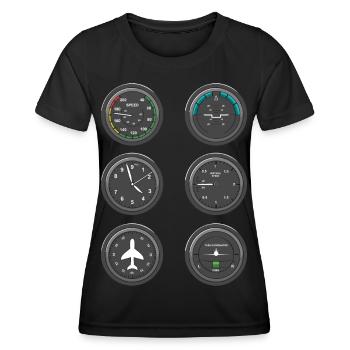 Instruments de vol d’avion - T-shirt sport Femme - noir - Devant - AI Model Female 172 light (172cm)